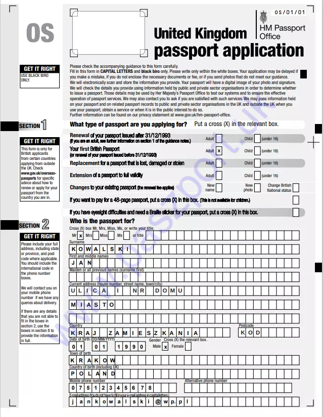 Wniosek online formularz o brytyjski paszport odmowa paszportudla dziecka 2022 forum